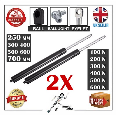 2x Universal Gasdruckfedern Feder Mehrzweck 100-600N 250 -700 mm Öse Kugel BJ