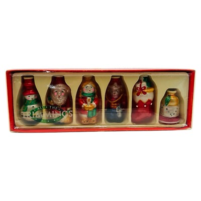 Vintage All The Trimmings Glass Christmas Ornament Light Covers Set Of 6 