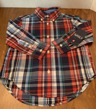 CHAPS. Baby Boy Long Sleeve Shirt. Button Down Red/Green/Blue. Size 2/2T. NWT