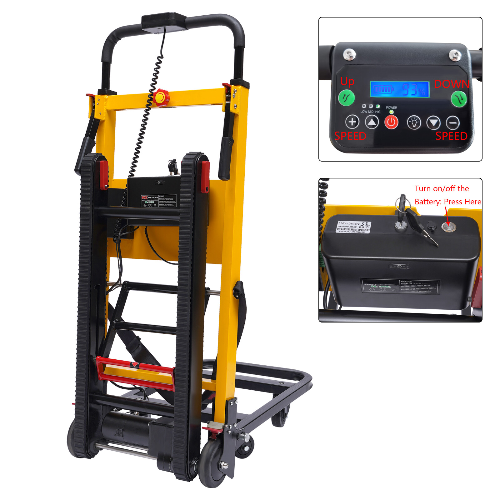 ELECTRIC STAIR CLIMBING HAND TRUCK FOLDING WAREHOUSE DOLLY CART CLIMBER