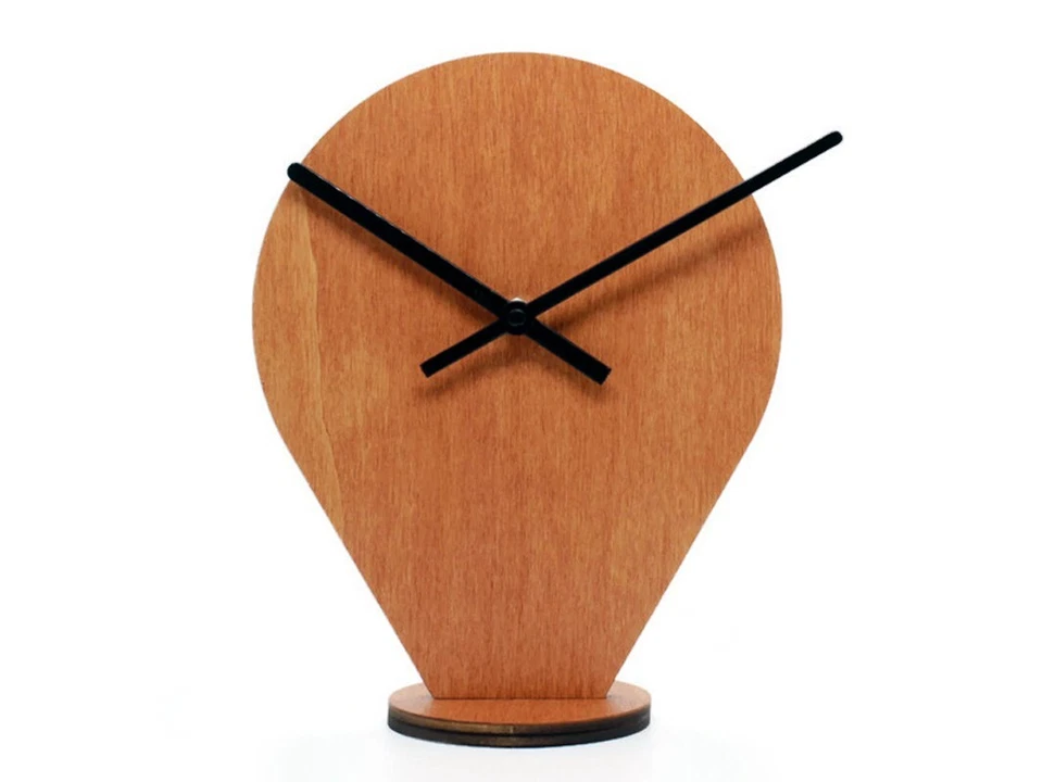 Reloj de escritorio y estante analógico silencioso de madera para sala de estar moderna - Diseño único Foto 4 de 4
