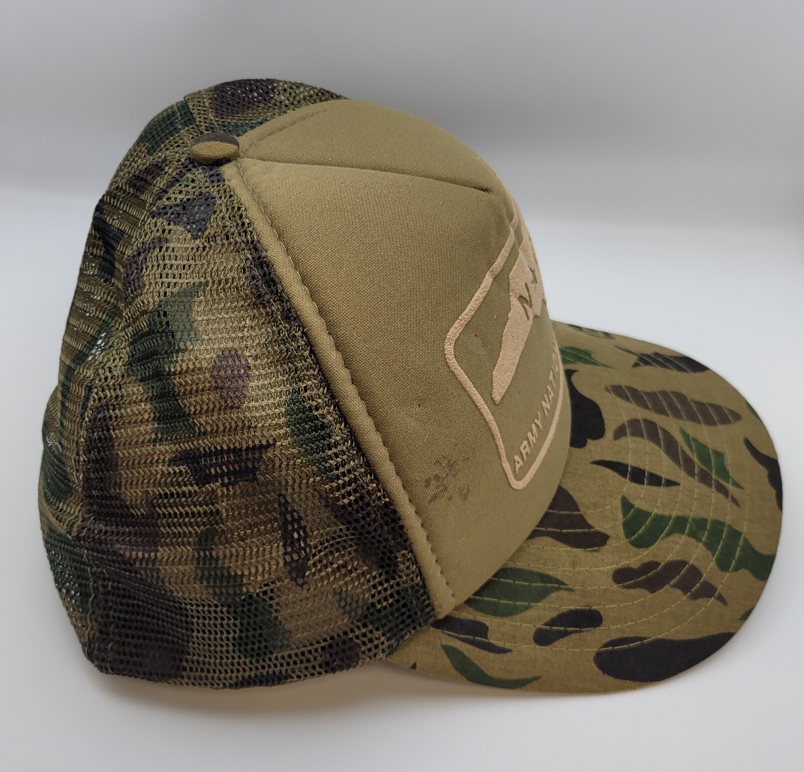 Vtg NC NATIONAL GUARD Army Camo Mesh Trucker Snapback USA Hat Cap North Carolina image 7