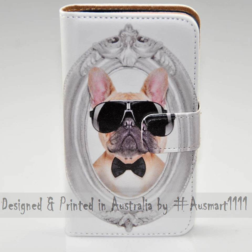 Funda tipo billetera con estampado de bulldog francés para teléfono Samsung Galaxy Note Series Foto 2 de 3