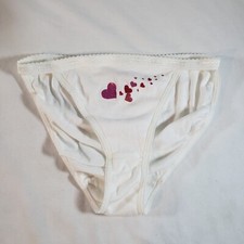 Victoria's Secret Signature Cotton String Bikini Medium White Red Glitter Hearts
