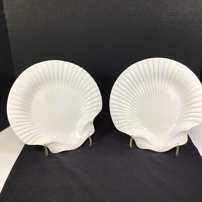 Williams Sonoma Clam Shell Plates Made In Portugal White 10” Lot of 2 ...