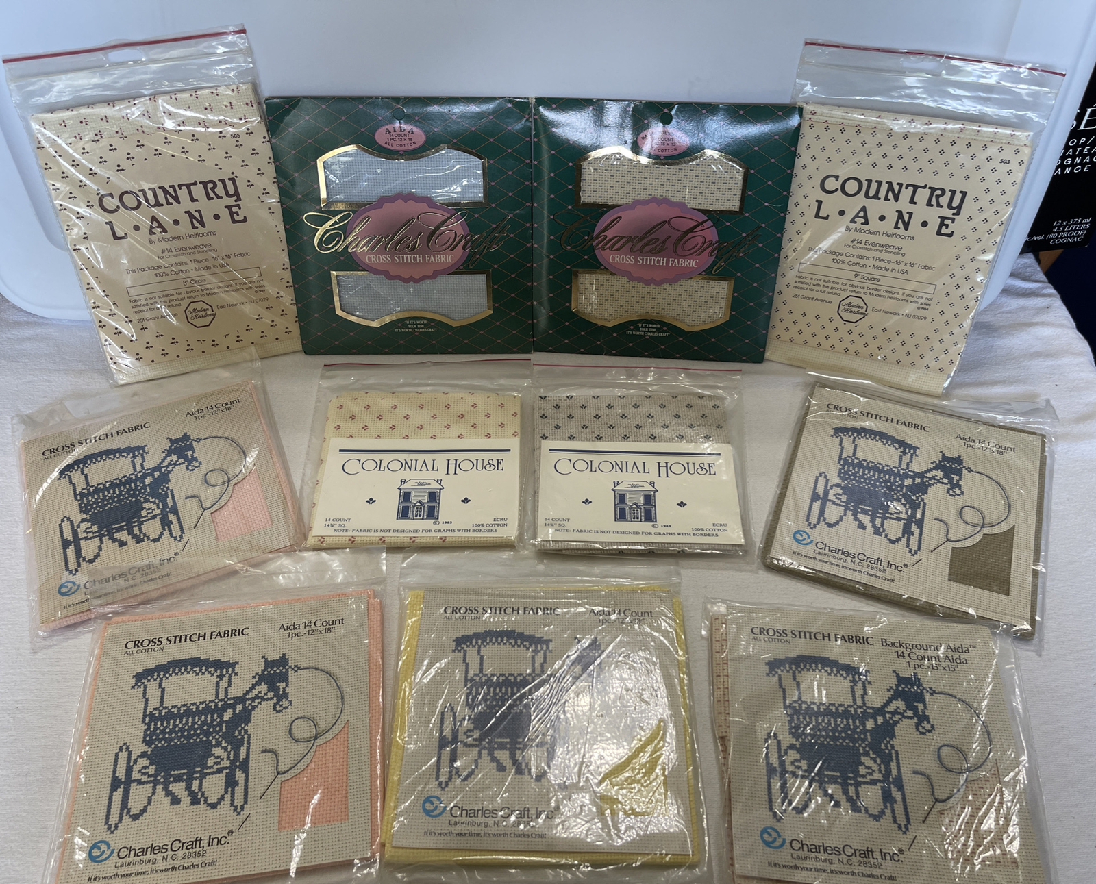CROSS STITCH FABRIC LOT OF 11