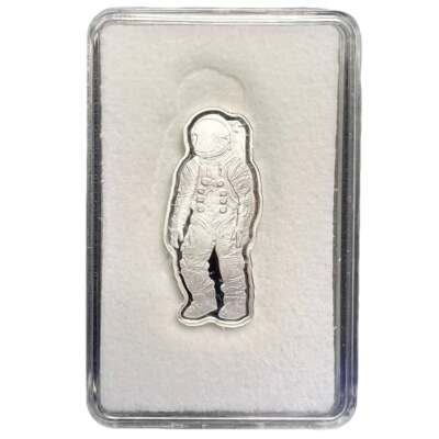 #ad Pan Silver Astronaut Shaped 5 gram Silver bar in box $24.95
