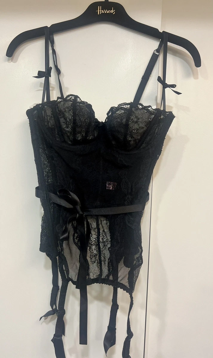 Corset Agent Provocateur Shina Fione - Dentelle Noire Métallisée Or - Taille 3 - Neuf Avec étiquette