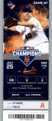 St Louis Cardinals vs New York Mets 7/25/2016 Full Ticket - Bartolo Colon