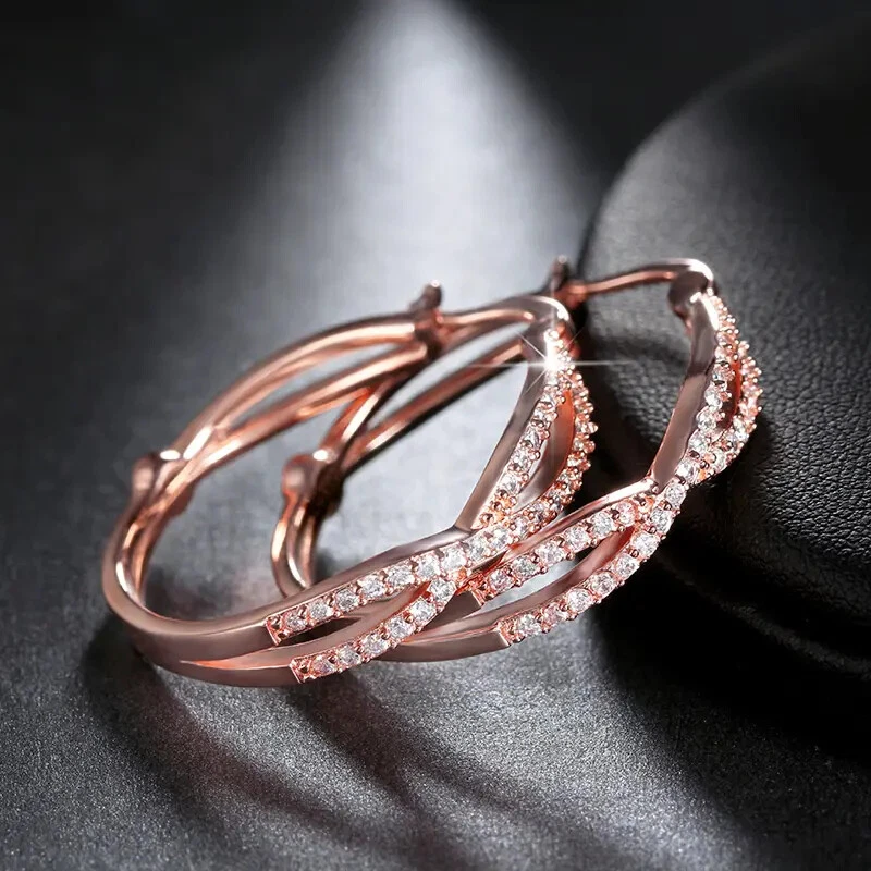 Infinity Cubic Zirconia Large Hoop Earrings - Image 3 of 4