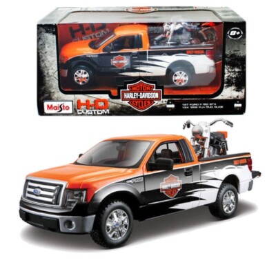 2013 Ford F-150 STX  Schwarz Weiß 1:27 + Harley 1958 FLH DUG GLIDE 1:24