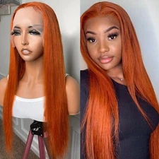 Ginger Orange Lace Front Wigs Synthetic Pre Plucked Long Straight Hair Glueless