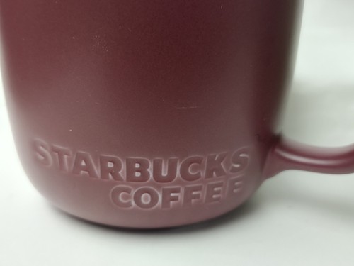 Combo of Vntg “Starbucks” 2010 Sage Green & Burgundy Embossed Mugs - Picture 5 of 8