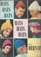 1969 vintage BERNAT HATS for the Family Knit Crochet pattern book 165 so trendy