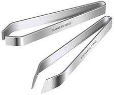 2 Pieces Fish Bone Tweezers, Stainless Steel Flat and Slant Tweezers Pliers Remo