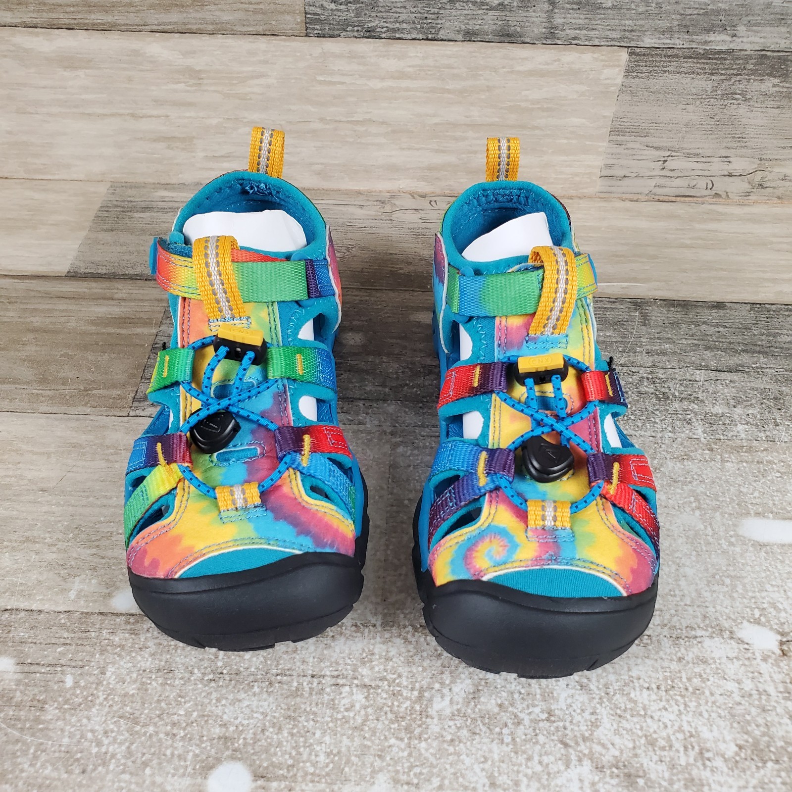 Sandali Keen Seacamp II CNX giovani taglia 12 blu vivo originali tie dye toggle scarpe