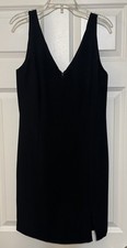 Vintage Hugo Buscati Collection Little Black Sleeveless V-neck Sheath Dress Sz 8