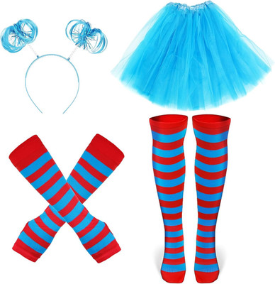 Blue Tutu Costume Accessories for Women Girls Blue Pom Pom Headband Tulle Skirt