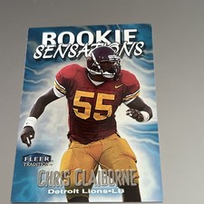 CHRIS CLAIBORNE 1999 Fleer Tradition ROOKIE SENSATIONS - ROOKIE CARD #4 - LIONS. rookie card picture