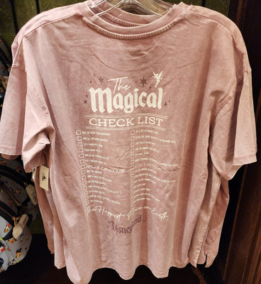 Disney Parks Disneyland Magical Checklist Pink T Shirt Size LARGE New 2025