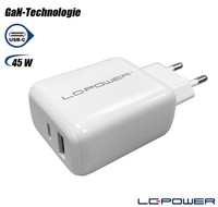 Lc-Power - Usb-Gan-LadegeräT - LC-GAN-45 - 45 Watt, 1X USB-C, 1X USB-A, Gan