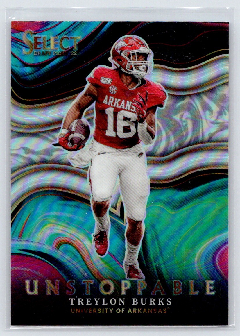 2022 Panini Select Draft Picks #US-TB Treylon Burks Unstoppable Silver Prizm