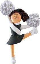 Cheerleader Black White Uniform Brown Personalized Christmas Tree Ornament