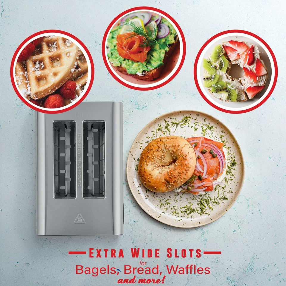 Tostadora digital de pantalla táctil de 2 rebanadas de 1.100 vatios con ranuras extra anchas,... Foto 4 de 4