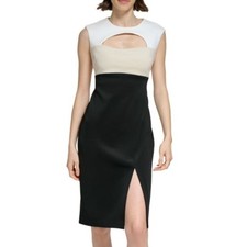 Calvin Klein. Cutout Colorblock Scuba Sheath Dress.