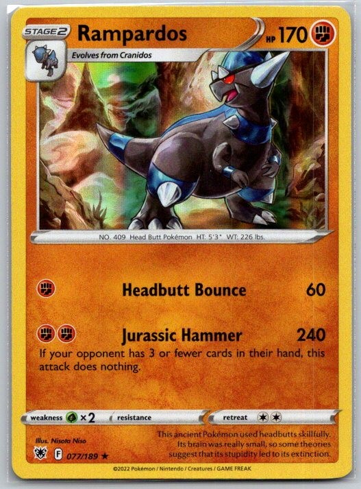 Rampardos 077/189 Holo Rare Astral Radiance Pokemon Near Mint