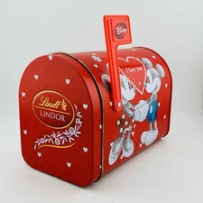 Disney Lindt Tin 2015 Mickey Minnie Red Mailbox I Love You Valentine Storage