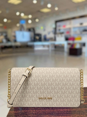 Michael Kors Jet Set Medium MK Logo Chain Full Flap Crossbody Bag