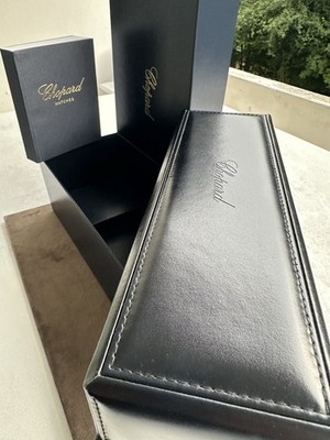 Chopard Uhrenbox Neu mit Umkarton und Heft Hochwertige Lang Lederbox Original