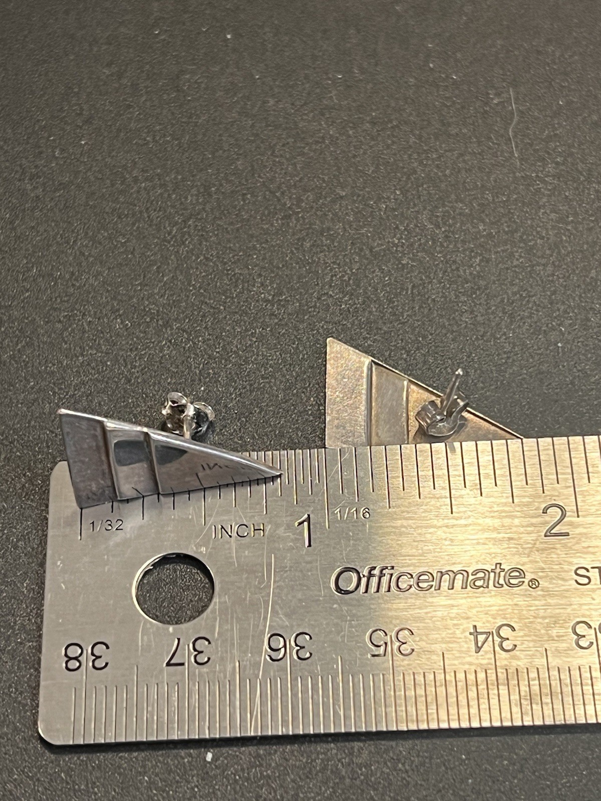 Simple Geometric Sterling Post Back Earrings Test… - image 6