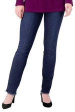 Belle by Kim Gravel Primabelle Straight Leg Jeans w/ Fray Dark Indigo
