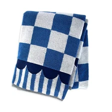 💕  MACKENZIE CHILDS BLUE ROYAL CHECK BATH TOWEL NEW IN PACKAGE!