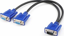 Image of 1 PC to 2 Way VGA SVGA Monitor Y Splitter Cable Lead 15Pin Male Female