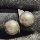 Vtg Open Cuff Sterling Silver Ring Size 6 Adjustable Minimalist Light Patina Orb