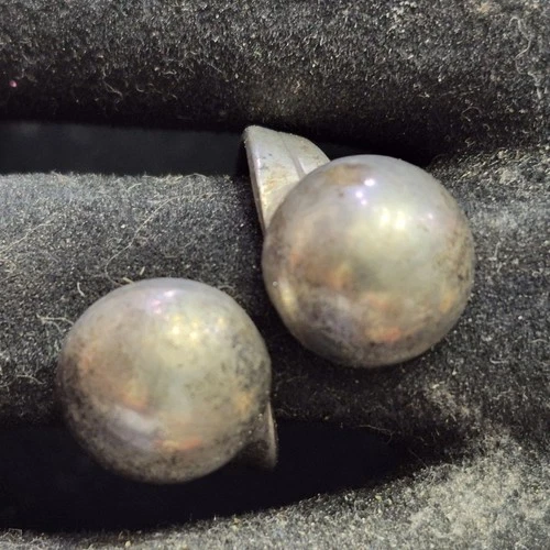 Vtg Open Cuff Sterling Silver Ring Size 6 Adjustable Minimalist Light Patina Orb