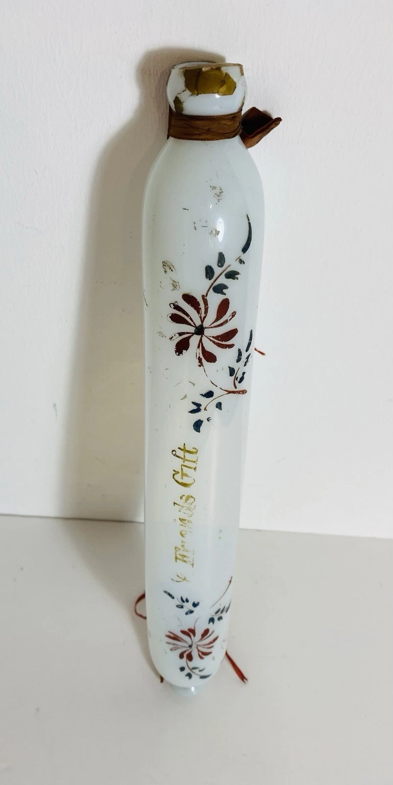 Vintage "Nailsea" Opalescent Glass 'Friends Gift' Rolling Pin