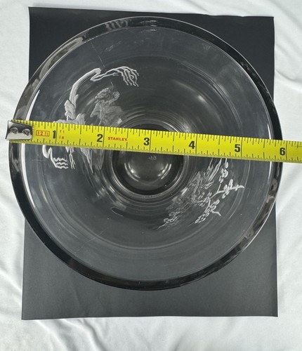 Art Deco Signed Verlys Clear & Frosted Glass Vase Chinoiserie Motif Etched 11” - Picture 5 of 11