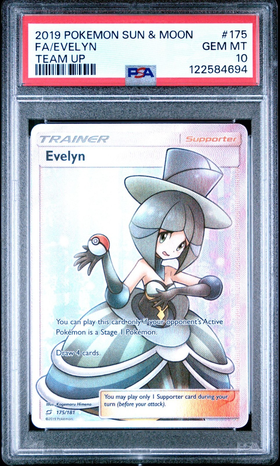 Pokemon Evelyn 175/181 Full Art SM Team Up PSA 10 GEM MINT