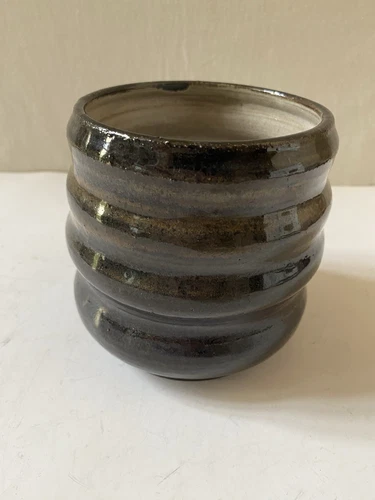 Studio Art Pottery Hand Thrown Tall Coffee Tea Cup Mug Artist Stamped 16 Oz