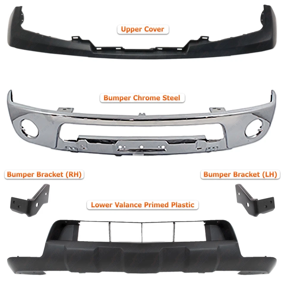 Front Bumper Chrome + Cover + Valance + Brackets For 2009-2017 Nissan Frontier Foto 3 de 4