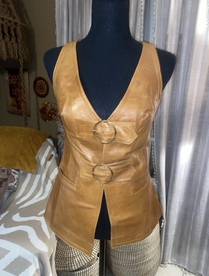 Top/chaleco vintage de cuero Go Go años 60 Foto 2 de 4