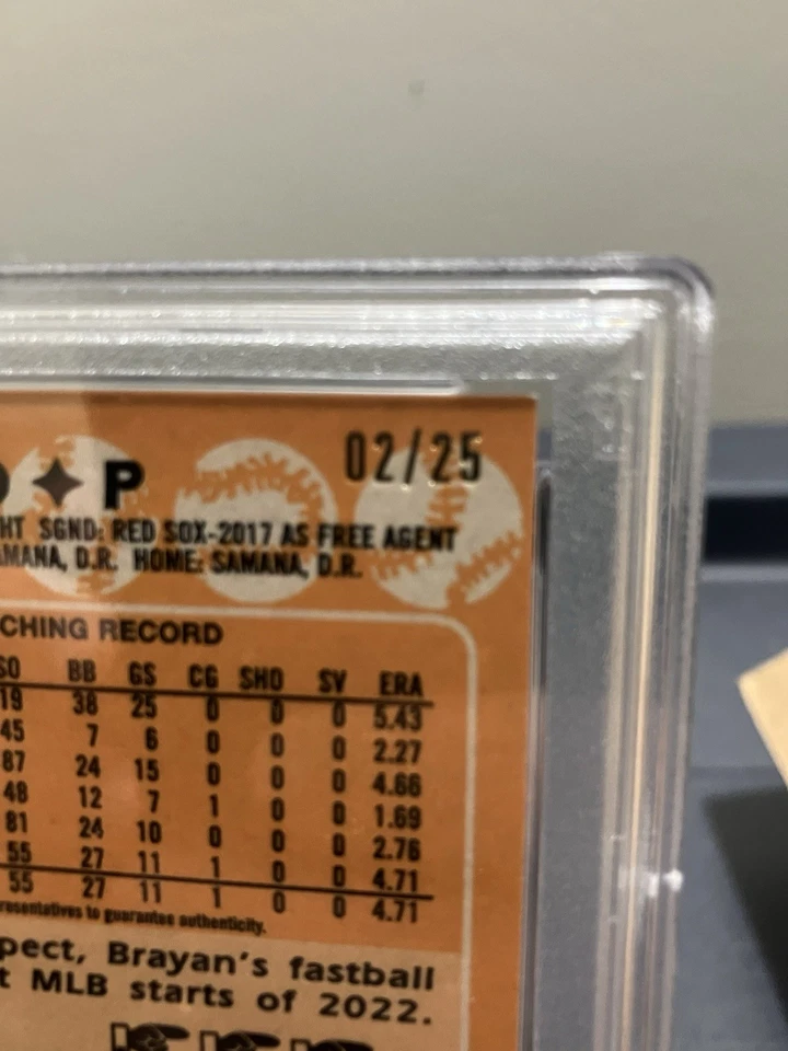 2023 Topps Silver Pack Brayan Bello Orange Refractor Auto 02/25 PSA 10 - Image 3 of 3