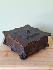 Arts and Crafts Black Forest Style Wooden Box Decorative Storage Box with Lid