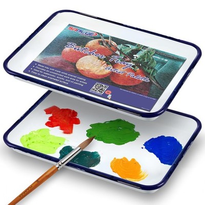 White Enamel Butcher Tray Set - 7.5'' x 11'' Rectangular Mixing Palettes