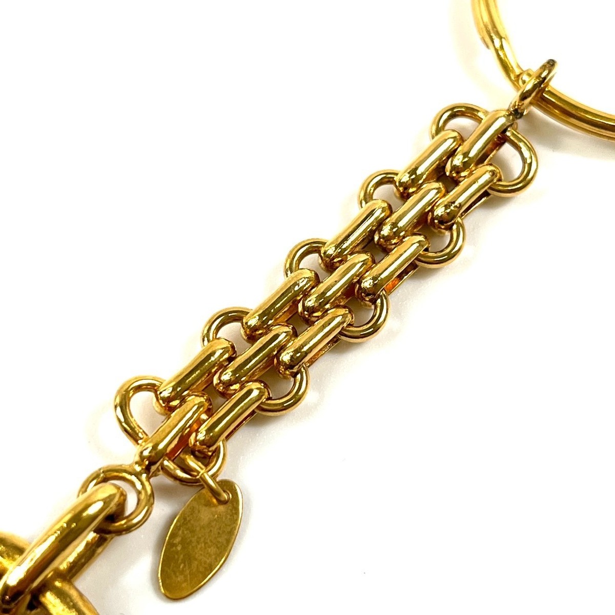 Chanel Keychain Gold Color Logo Key Ring Authentic RUE CAMBON