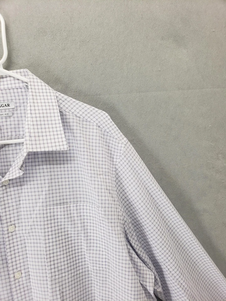 Camisa Haggar Para Hombre 34/35 Abotonada Manga Larga Púrpura Cuadros Calce Clásico Foto 3 de 4